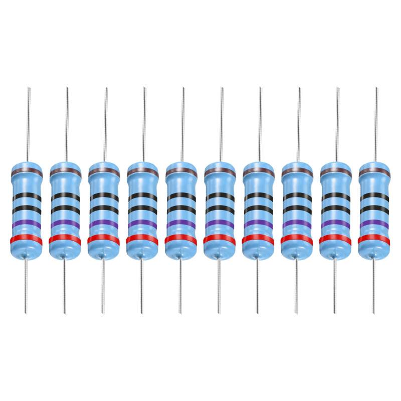 YOKIVE 30Stk Metall Folie Widerstände 270 Ohm Widerstand mit 2W 1% Toleranz Leitung Gut für DIY Elektronische Projekte (5 Farbe Bänder 15.5+/-1mm) von YOKIVE