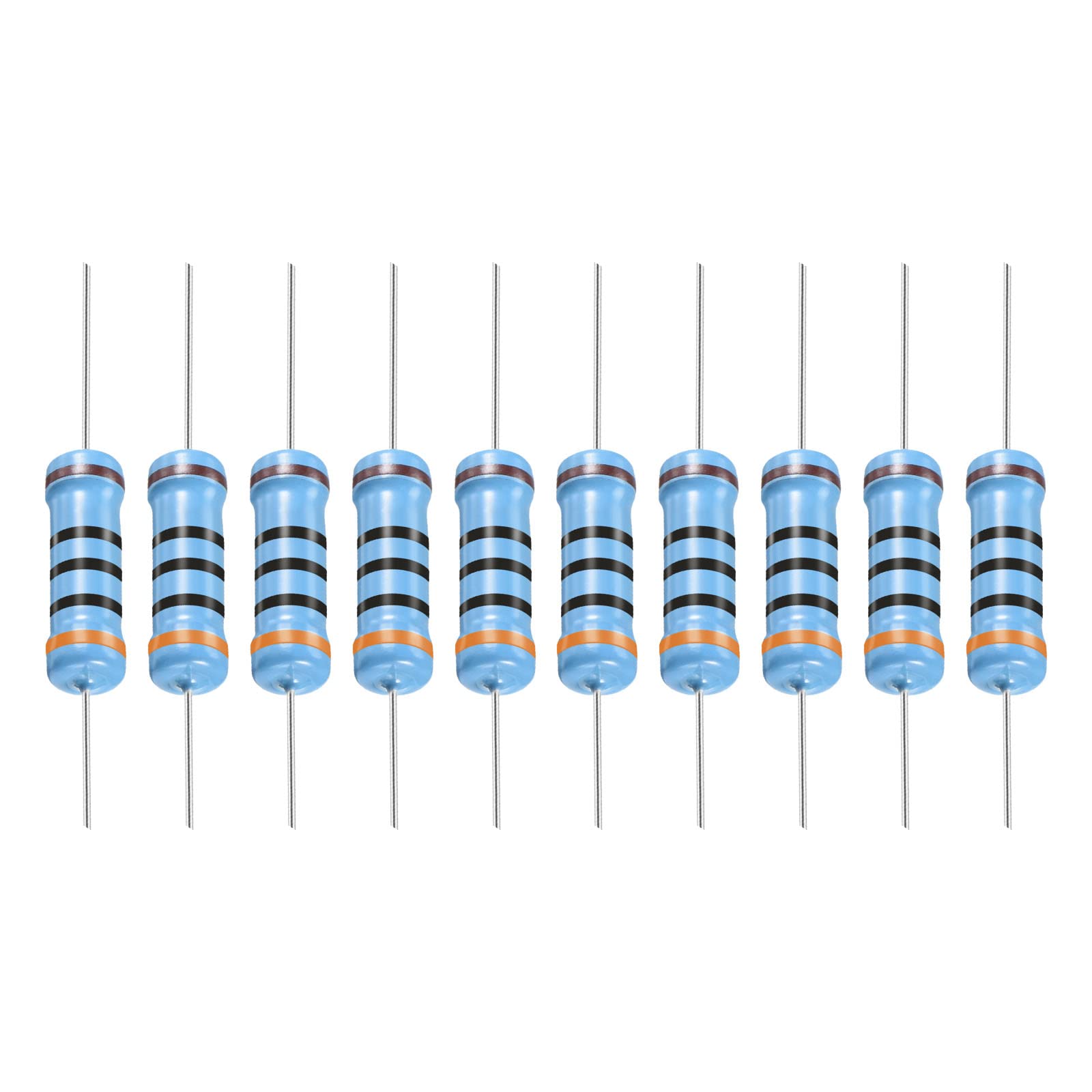 YOKIVE 30Stk Metall Folie Widerstände 300 Ohm Widerstand mit 2W 1% Toleranz Leitung Gut für DIY Elektronische Projekte (5 Farbe Bänder 15.5+/-1mm) von YOKIVE