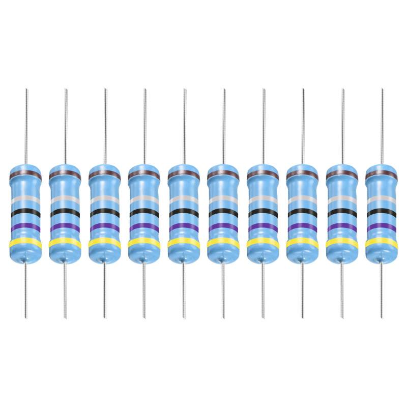 YOKIVE 30Stk Metall Folie Widerstände 4.7 Ohm Widerstand mit 2W 1% Toleranz Leitung Gut für DIY Elektronische Projekte (5 Farbe Bänder 15.5+/-1mm) von YOKIVE