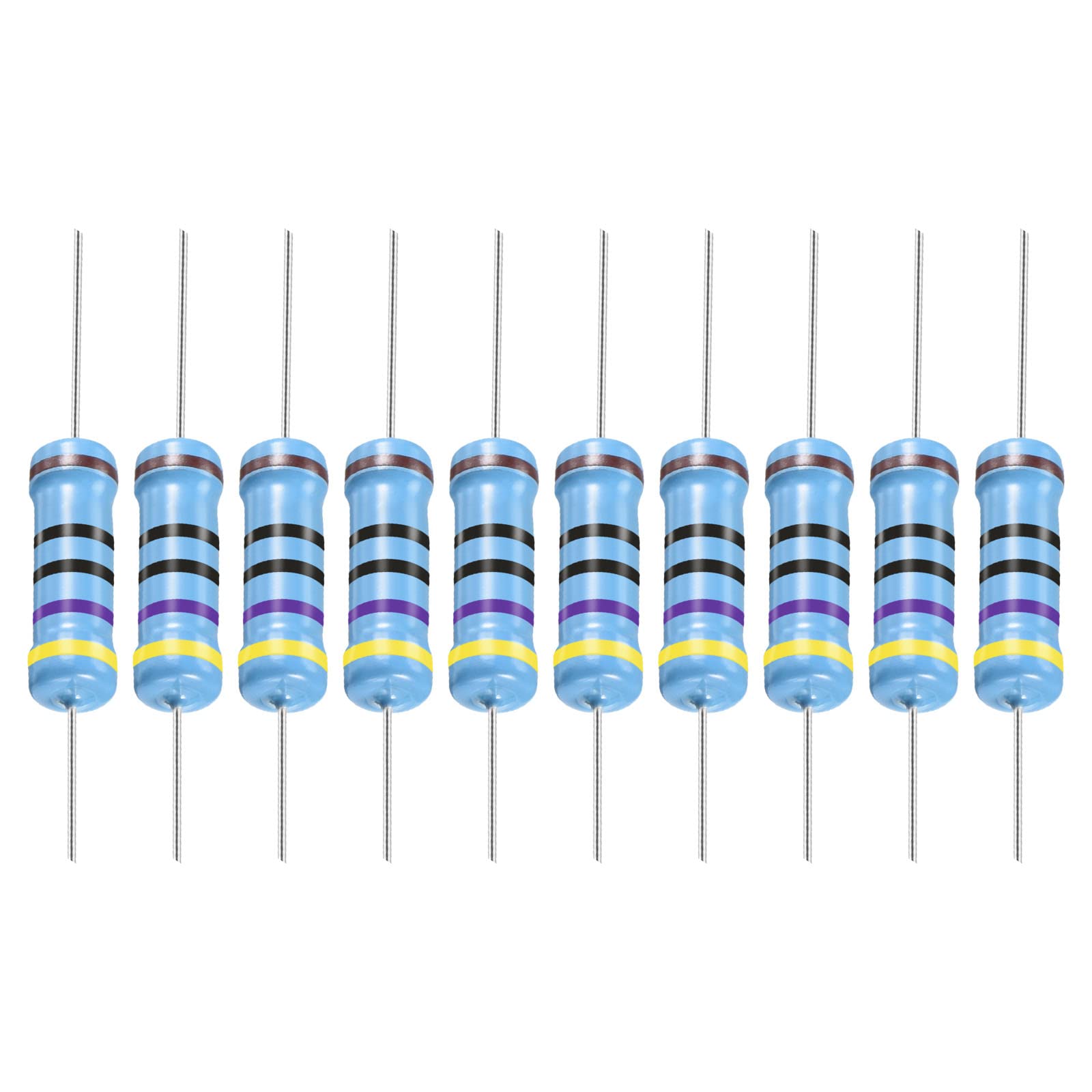 YOKIVE 30Stk Metall Folie Widerstände 470 Ohm Widerstand mit 2W 1% Toleranz Leitung Gut für DIY Elektronische Projekte (5 Farbe Bänder 15.5+/-1mm) von YOKIVE