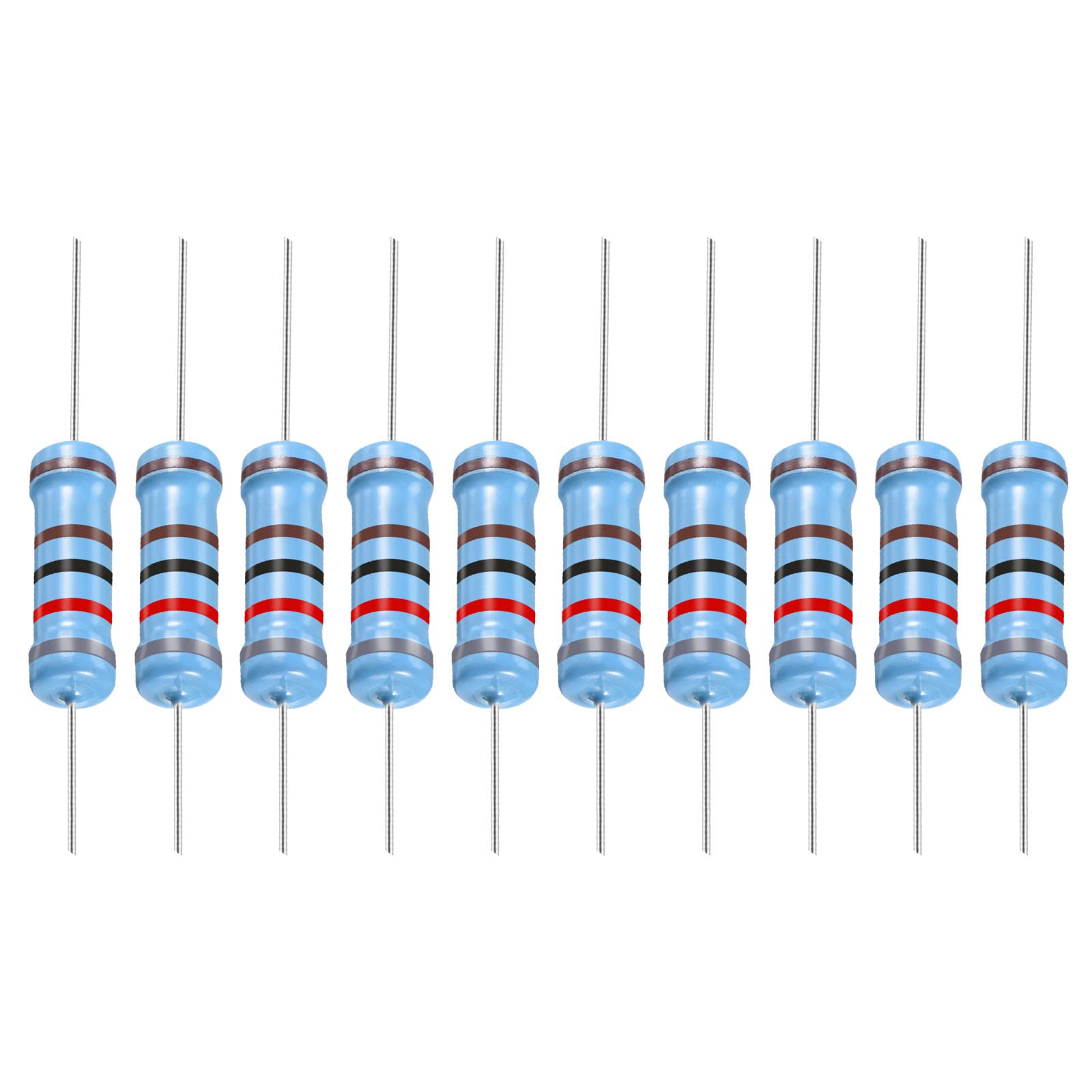 YOKIVE 30Stk Metall Folie Widerstände 8.2K Ohm Widerstand mit 2W 1% Toleranz Leitung Gut für DIY Elektronische Projekte (5 Farbe Bänder 15.5+/-1mm) von YOKIVE