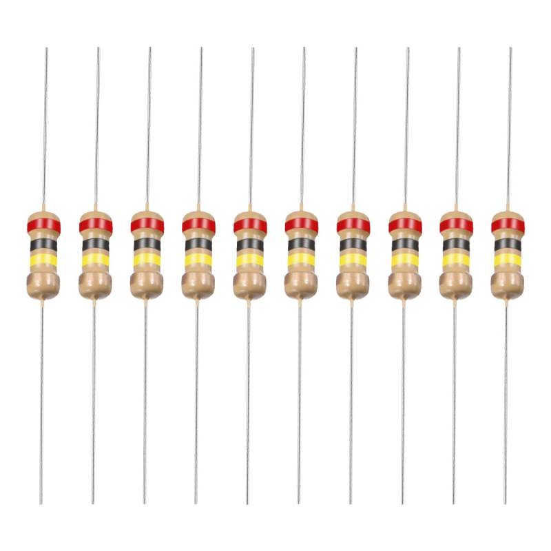 YOKIVE 50Stk Kohlenstoff Schichtwiderstand 1/4W 200K Ohm 5% Toleranzen Widerstand Gut für Basteln Elektronisch Projekte (4 Farbe Band 1.77x0.09") von YOKIVE