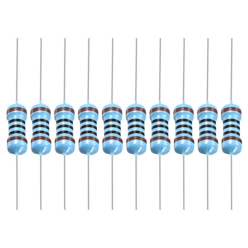 YOKIVE 50Stk Metall Folie Widerstände 100 Ohm Widerstand mit 1/2W 1% Toleranz -Blei Gut für Basteln Elektronik Projekte (5 Farb Bänder 8.5mm ± 1 mm) von YOKIVE
