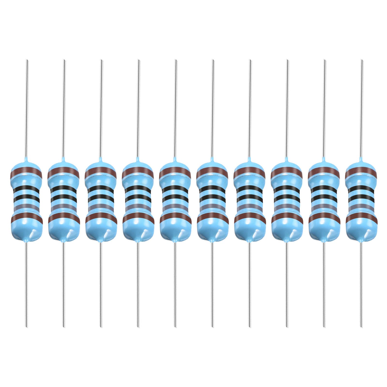 YOKIVE 50Stk Metall Folie Widerstände 180 Ohm Widerstand mit 1/2W 1% Toleranz Leitung Gut für DIY Elektronische Projekte (5 Farbe Bänder 8.5mm±1mm) von YOKIVE