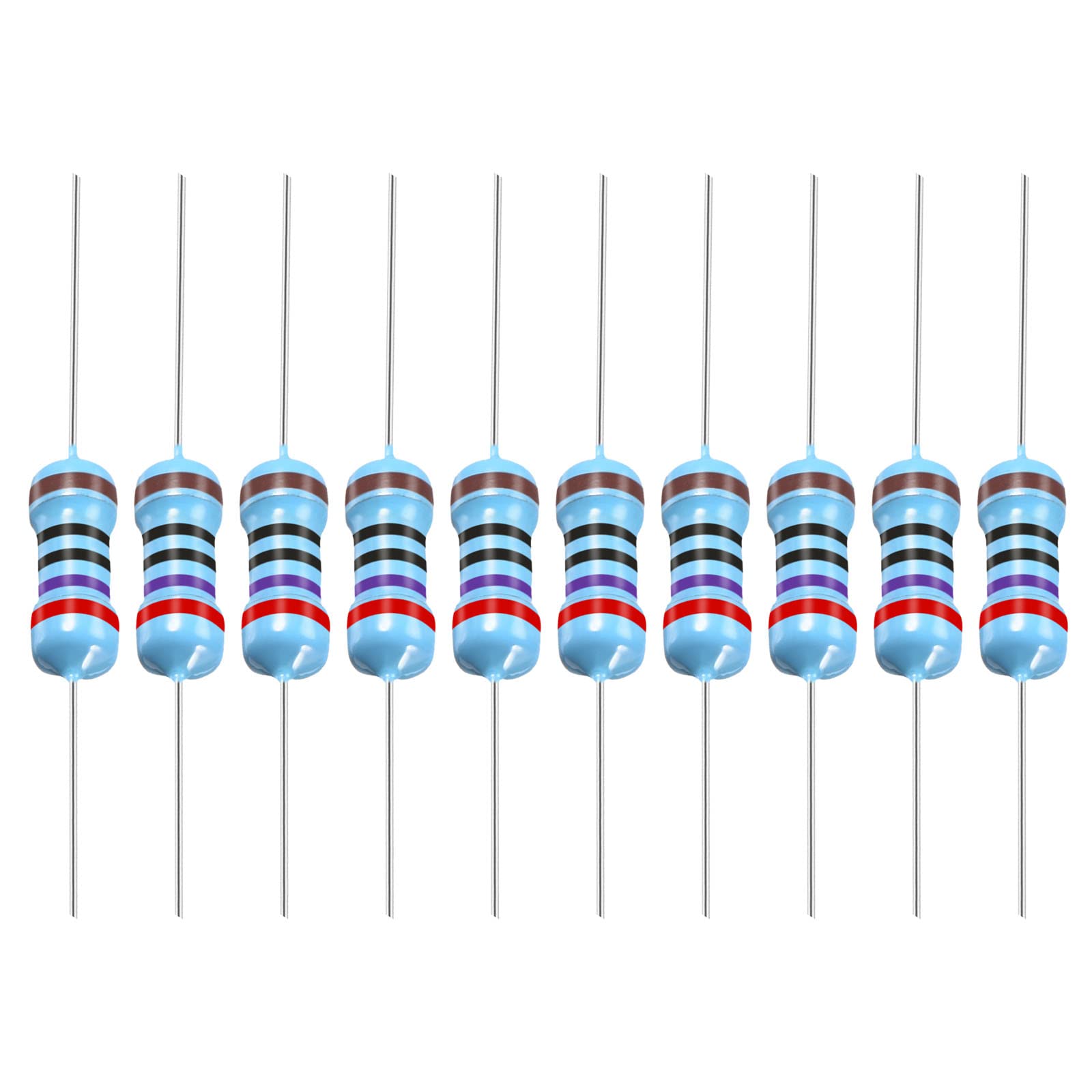 YOKIVE 50Stk Metall Folie Widerstände 270 Ohm Widerstand mit 1/2W 1% Toleranz Leitung Gut für DIY Elektronische Projekte (5 Farbe Bänder 8.5mm±0.5mm) von YOKIVE