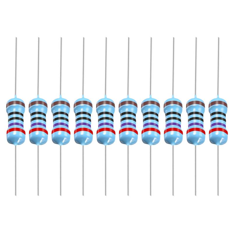 YOKIVE 50Stk Metall Folie Widerstände 270 Ohm Widerstand mit 1/2W 1% Toleranz Leitung Gut für DIY Elektronische Projekte (5 Farbe Bänder 8.5mm±0.5mm) von YOKIVE