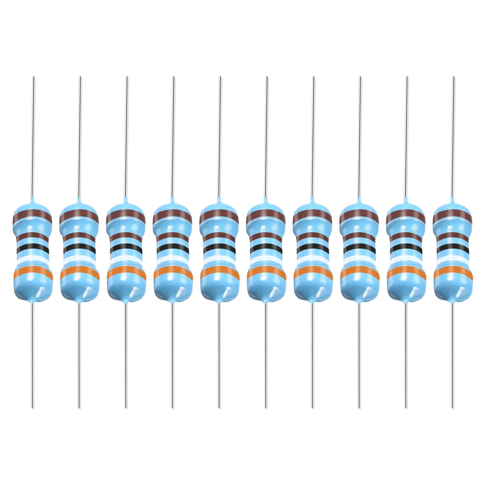 YOKIVE 50Stk Metall Folie Widerstände 3.9K Ohm Widerstand mit 1/2W 1% Toleranz Leitung Gut für DIY Elektronische Projekte (5 Farbe Bänder 9±1mm) von YOKIVE