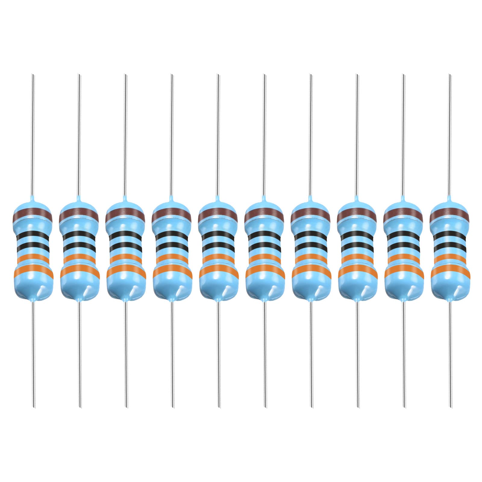 YOKIVE 50Stk Metall Folie Widerstände 330 Ohm Widerstand mit 1/2W 1% Toleranz Leitung Gut für DIY Elektronische Projekte (5 Farbe Bänder 9±1mm) von YOKIVE