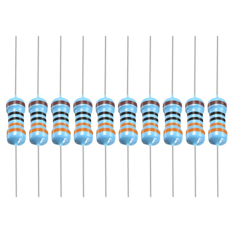 YOKIVE 50Stk Metall Folie Widerstände 330 Ohm Widerstand mit 1/2W 1% Toleranz Leitung Gut für DIY Elektronische Projekte (5 Farbe Bänder 9±1mm) von YOKIVE