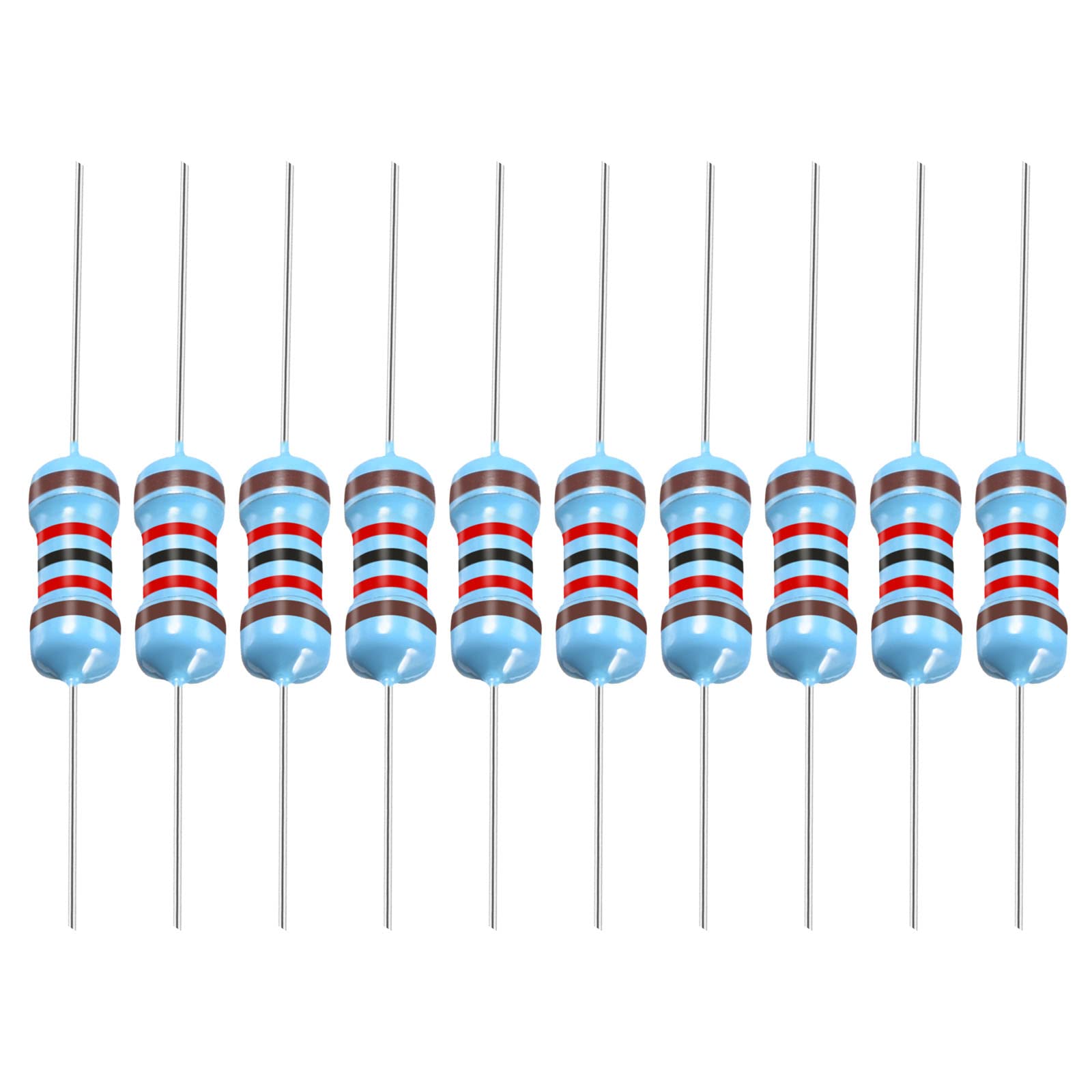 YOKIVE 50Stk Metall Schichtwiderstand 12K Ohm Widerstand mit 1/2W 1% Toleranz Gut für Basteln Elektronisch Projekte (5 Farbe Bänder 8.5mm±1mm) von YOKIVE