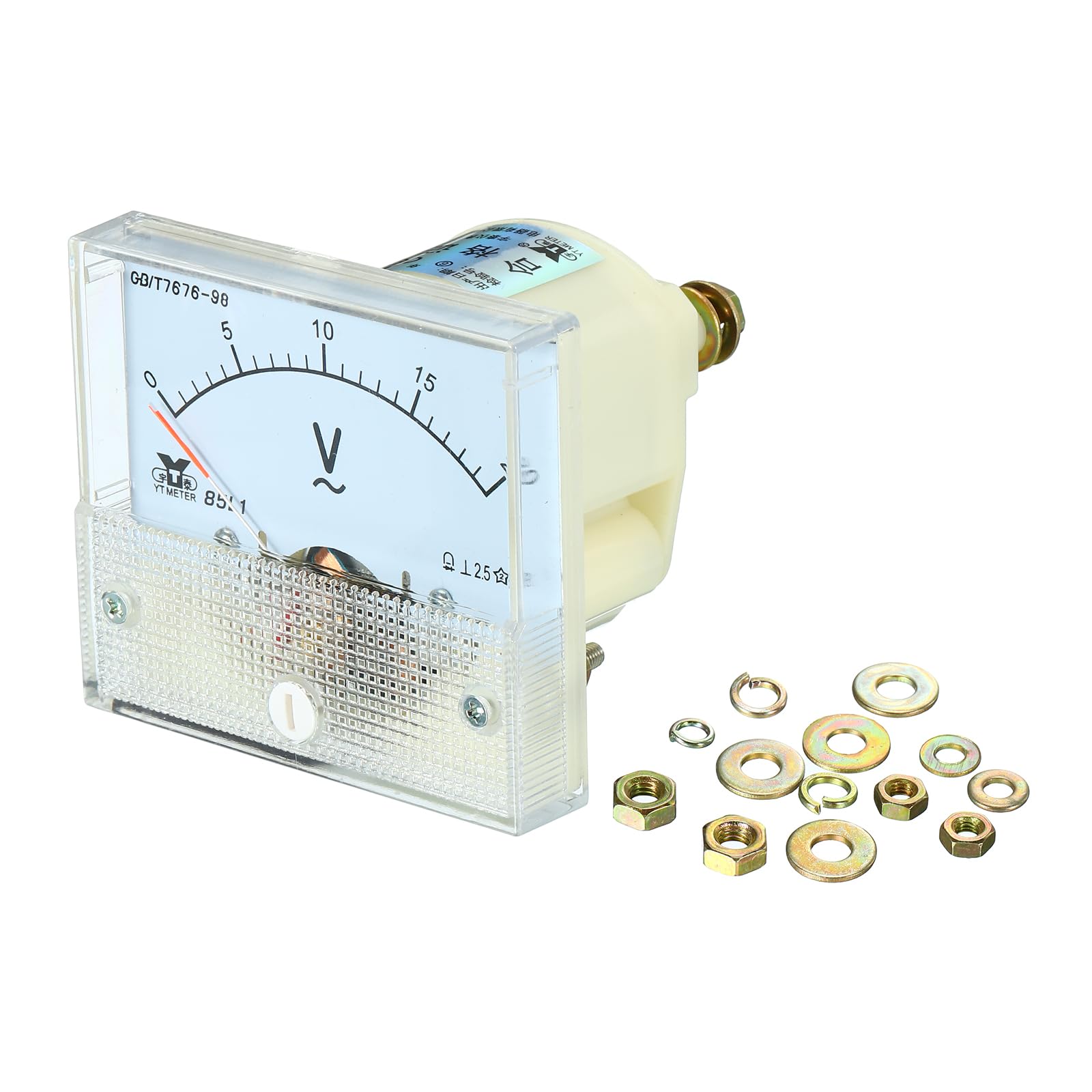 YOKIVE Analog Paneel Voltmeter 85L1 AC 0-20V Volt Meter Spurweite Ideal für Schaltkreistest Messgeräte (Weiß Rechteck) von YOKIVE