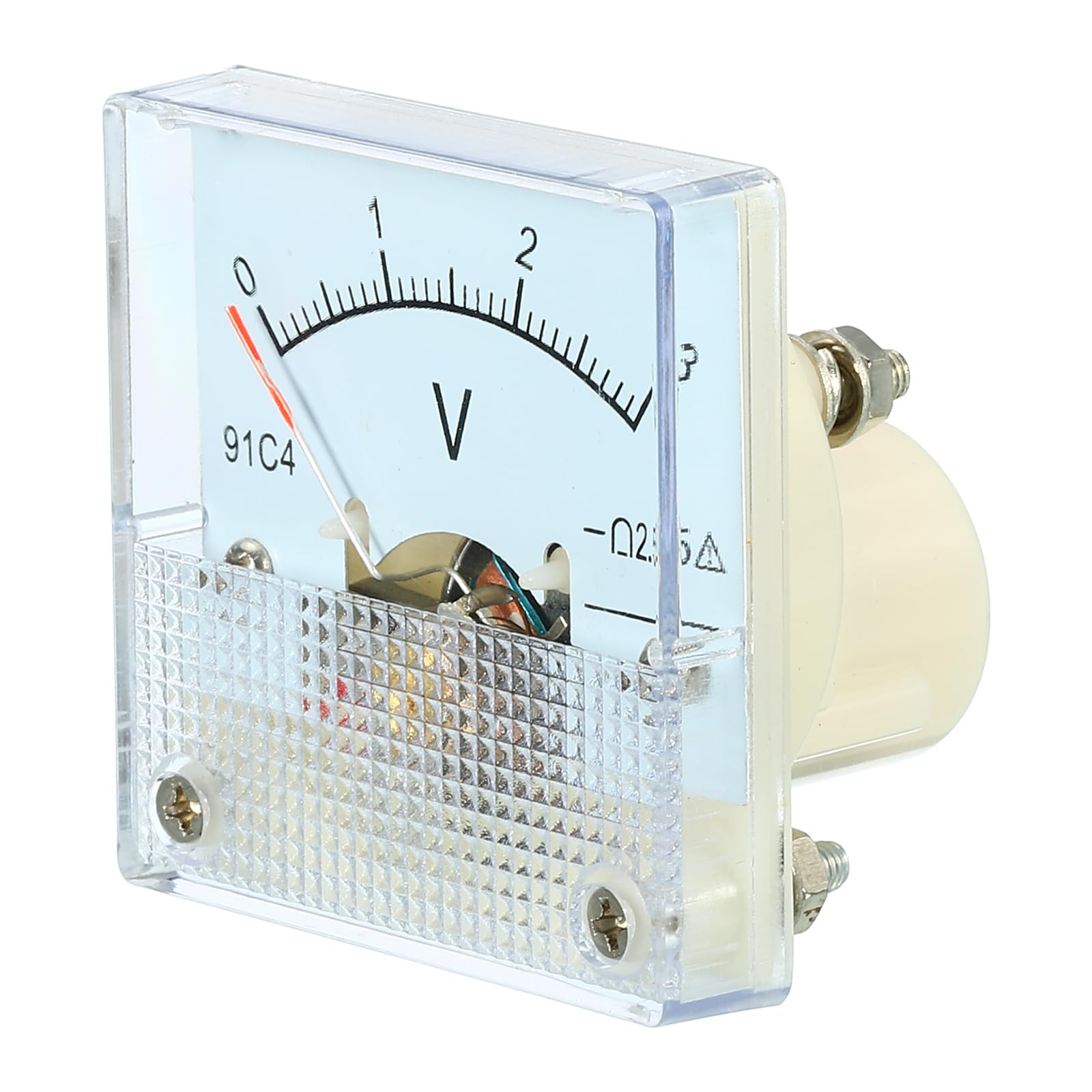 YOKIVE Analog Paneel Voltmeter 91C4 DC 0-3V Volt Meter Spurweite Ideal für Schaltkreistest Messgeräte (Klar Weiß Beige Quadratisch) von YOKIVE