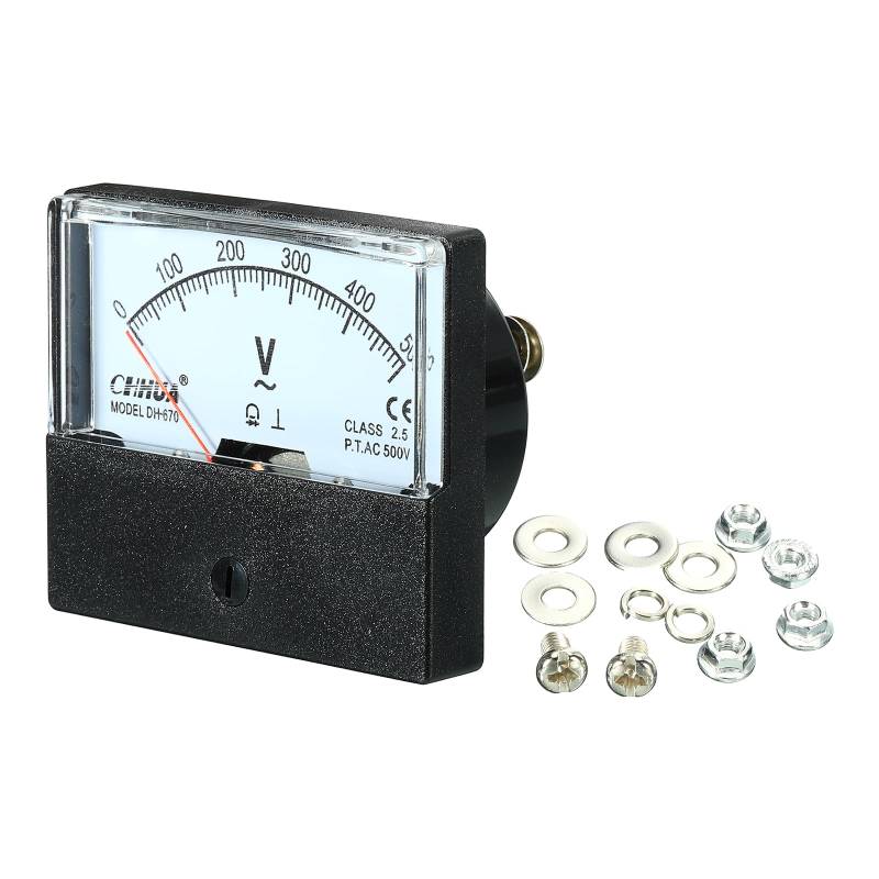 YOKIVE Analog Paneel Voltmeter DH-670 AC0-500V Volt Meter Gerät Ideal für Schaltkreistest Messgeräte (Rechteck Form) von YOKIVE