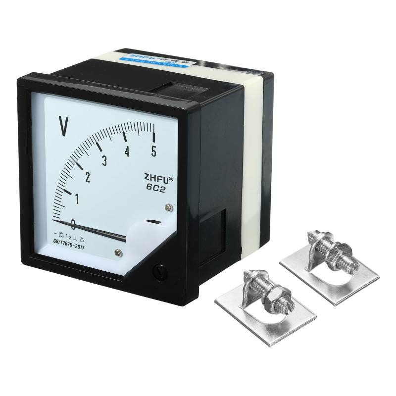 YOKIVE Analoges Panel Voltmeter 6C2 DC 0-5V Volt Meter Messgerät Ideal für Schaltung Testen Messung Ausrüstung (Rechteck Form) von YOKIVE