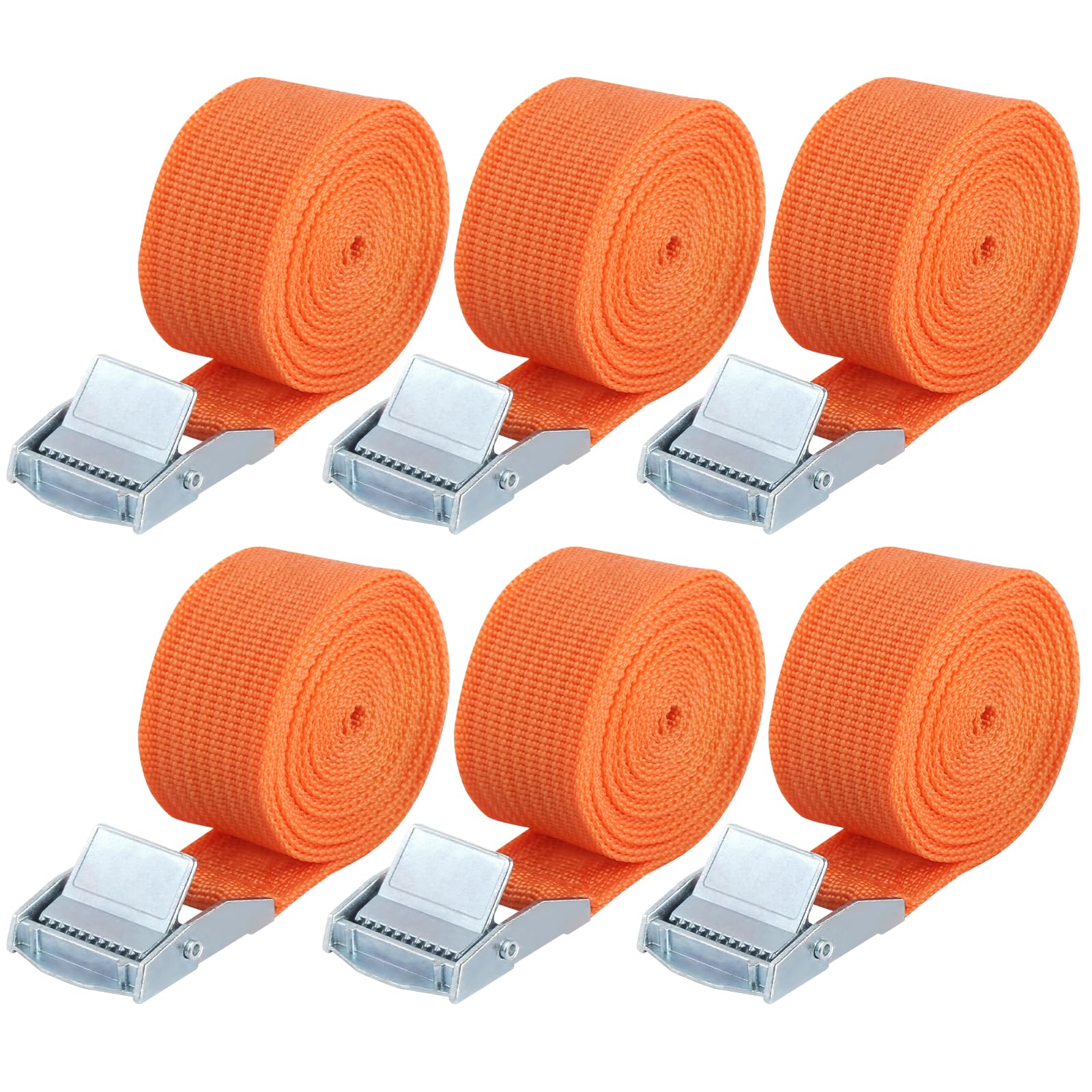 6 Stück Orange Polyester Spanngurte Kurz,Spanngurte 2m*2.5cm, Verstellbare Zurrgurt mit Zinklegierungsclips,Zurrgurte für Fahrrad, Trolley, Autogurte (6pcs, 2m) von YONGQING