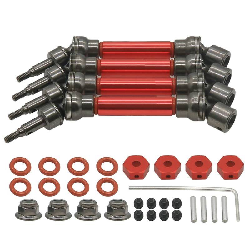 YONMFRDS RC Autoteile Für Arrma 3s Für Mega Für Granite Für Vorteks Für Senton Für Big Rock Für Typhon 1/10 ARAC4041 AR310780 RC Autoteil Vorne Hinten Antriebswelle Set Zubehör(Red) von YONMFRDS