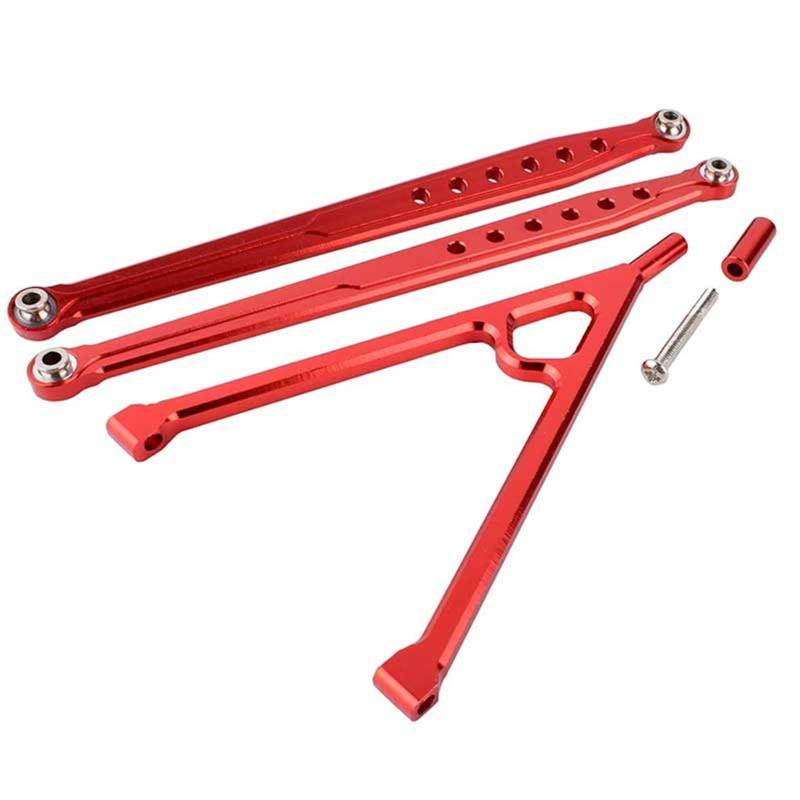 YONMFRDS RC Autoteile Für Axial Für SCX10 Für AX80043 RC-Autoteile, Ersatzmetall-Frontchassis-Halterungsverbindungen 122 Mm, Set Mit Upgrade-Modifikation, Autozubehör(Red) von YONMFRDS