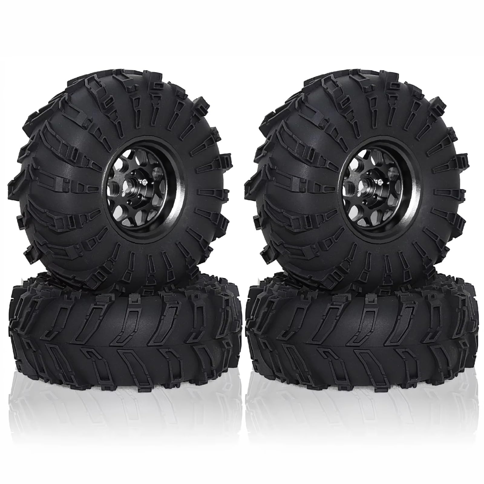 YONMFRDS RC Autoteile Für Axial Für SCX10 Für Wraith Für RR10 Für Capra Für Traxxas Für TRX4 YK4082 YK4083 1/10 4 Stücke 138mm Metall 2,2 "Beadlock Felge Reifen(Black) von YONMFRDS