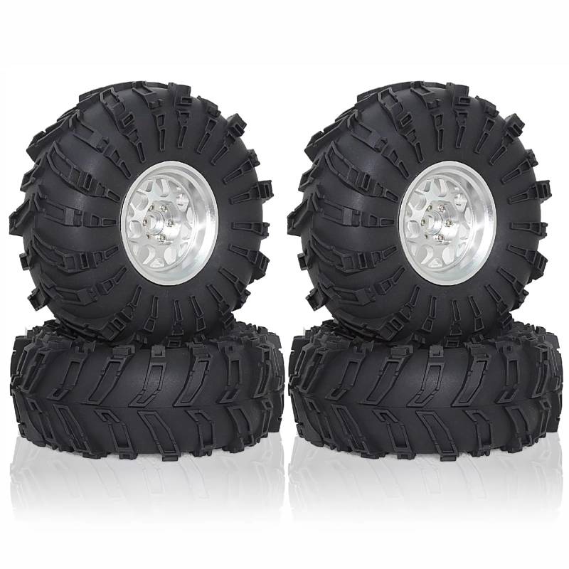 YONMFRDS RC Autoteile Für Axial Für SCX10 Für Wraith Für RR10 Für Capra Für Traxxas Für TRX4 YK4082 YK4083 1/10 4 Stücke 138mm Metall 2,2 "Beadlock Felge Reifen(Silver) von YONMFRDS