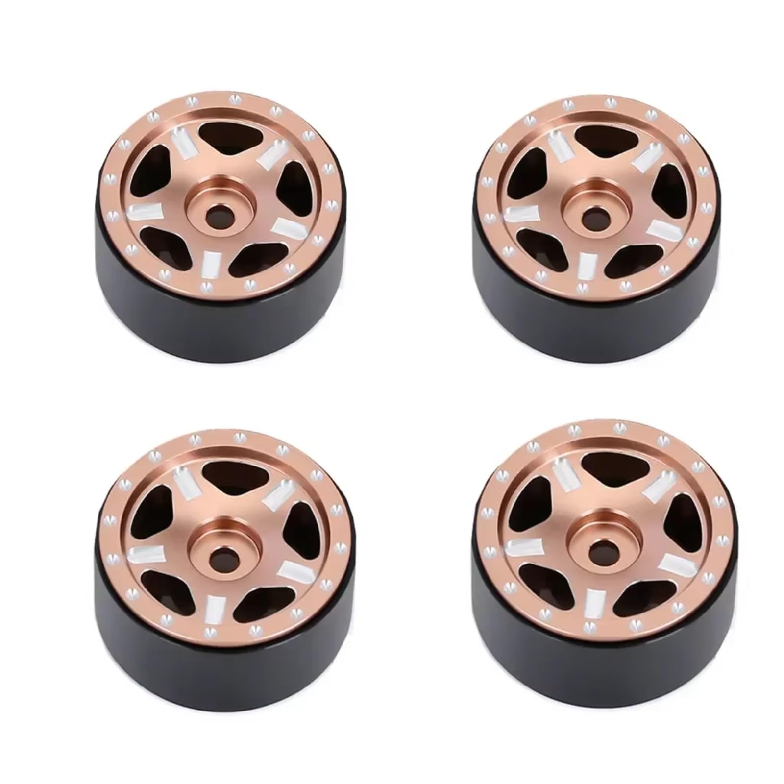 YONMFRDS RC Autoteile Für Axial Für SCX24 90081 AXI00001 Für Gladiator 1/24 4PCS 1.0 "Beadlock Micro Crawler Felge Hub RC Auto Upgrade Teile(Copper) von YONMFRDS