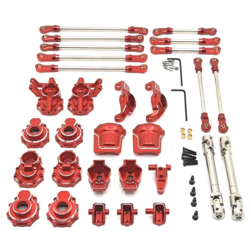 YONMFRDS RC Autoteile Für HB Für Toys R1001 R1002 R1003 1/10 Metall Portal Achse Getriebe Gehäuse Diff Abdeckung Achse Montieren Antriebswelle Link Kit RC Auto Upgrade Teile(Red) von YONMFRDS