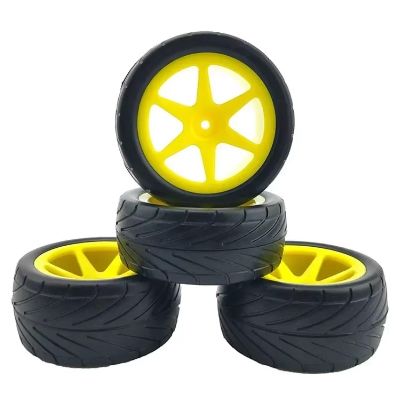 YONMFRDS RC Autoteile Für HPI Für WR8 1/10 4 PCS Off-Road Fahrzeug Reifen Straße Reifen Flache Lauf Reifen Off-Road Fahrzeug RC Auto Upgrade Teile Zubehör(Yellow) von YONMFRDS