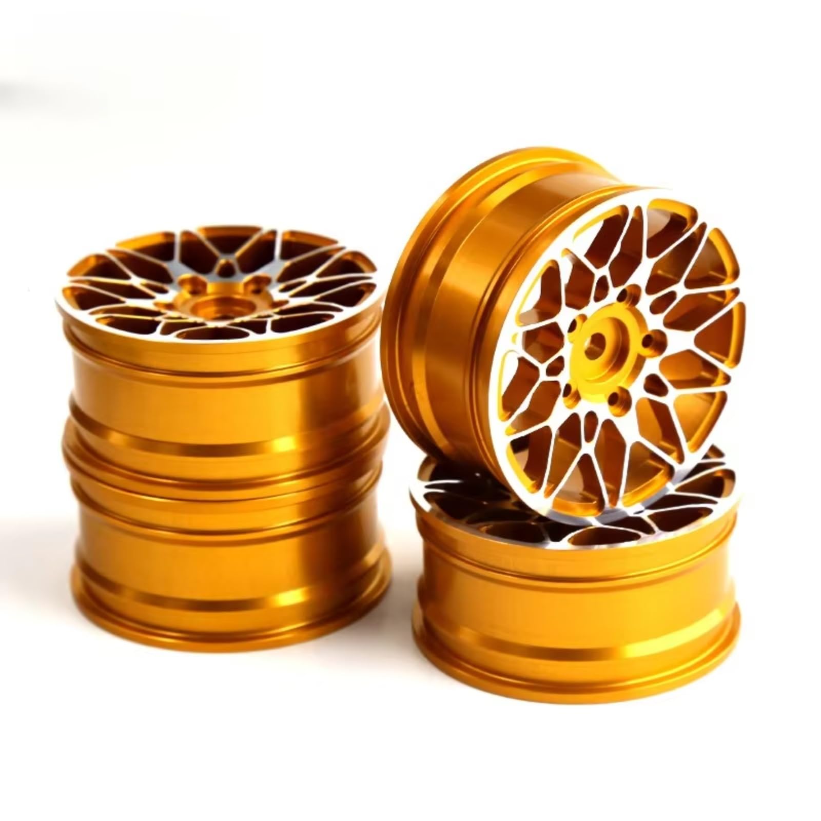 YONMFRDS RC Autoteile Für HSP Für Tamiya Für HPI Für Kyosho Für 94123 R64 1/10 On-Road Drift Auto 52 MM Aluminium Legierung Metall Radnabe 1,9 Zoll Klettern Auto Felge(Yellow) von YONMFRDS