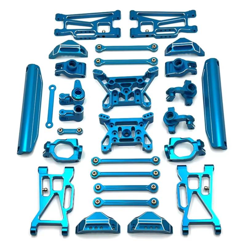 YONMFRDS RC Autoteile Für MJX 10208 Little Für Monster 1/10 Metall Vorne Hinten Für Schaukel Arm Lenkung Tasse Hub Carrier Link Stange Schock Turm Set(Blue) von YONMFRDS