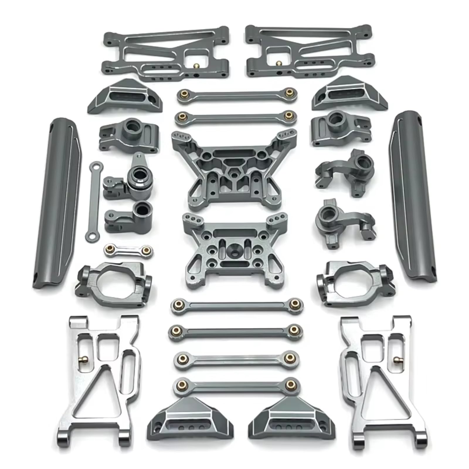 YONMFRDS RC Autoteile Für MJX 10208 Little Für Monster 1/10 Metall Vorne Hinten Für Schaukel Arm Lenkung Tasse Hub Carrier Link Stange Schock Turm Set(Titanium) von YONMFRDS