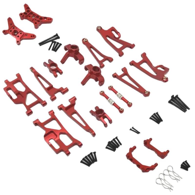 YONMFRDS RC Autoteile Für MJX 14209 14210 1/14 Metall-Lenkbecher Oben Und Unten Für Schwingarm-Set Stoßdämpferhalterung Karosseriepfosten RC-Auto-Upgrade-Teile Zubehör(Red) von YONMFRDS