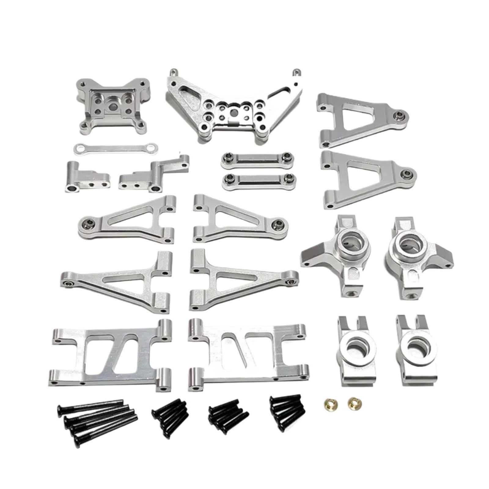 YONMFRDS RC Autoteile Für MJX Für Hyper Go 14301 14302 14301 1/14 RC Auto Metall Seering Montage Lenkung Block Hinten Naben Etc Upgrades Teile Zubehör(Silver) von YONMFRDS