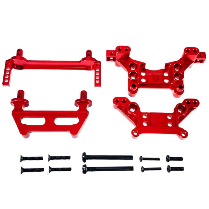 YONMFRDS RC Autoteile Für MJX Für Hyper Go 16208 16209 H16 H16BM 1/16 RC Ca Metall Upgrade Teile F/R Körper Säulen Vorne/Hinter Dämpferturm(Red) von YONMFRDS