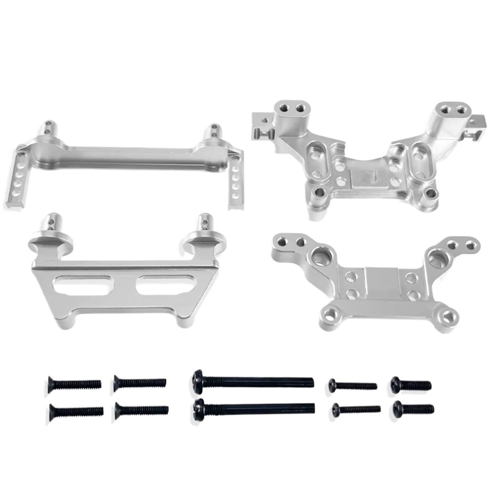 YONMFRDS RC Autoteile Für MJX Für Hyper Go 16208 16209 H16 H16BM 1/16 RC Ca Metall Upgrade Teile F/R Körper Säulen Vorne/Hinter Dämpferturm(Silver) von YONMFRDS