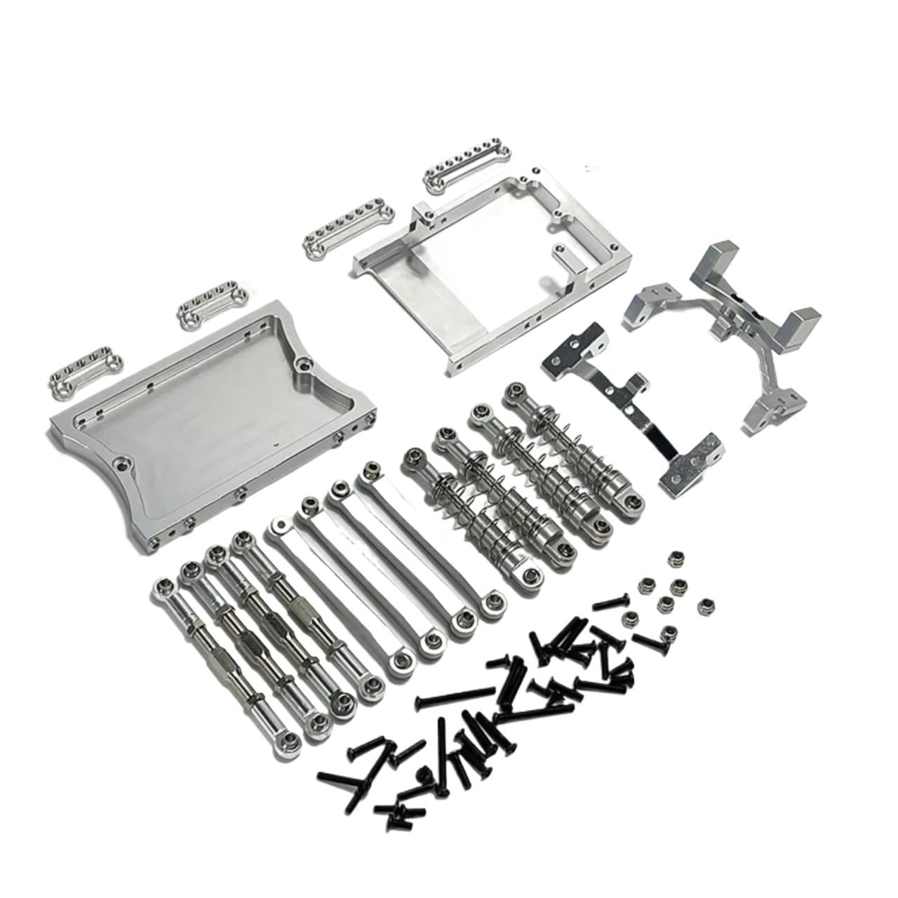 YONMFRDS RC Autoteile Für MN D90 Für MN98 Für MN99S 1/12 Metall Für Chassis Link Rod Servo Halterung Stoßdämpfer Strahl Set RC Auto Upgrade Teile(White) von YONMFRDS