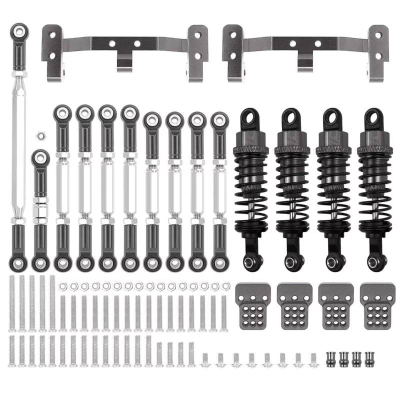 YONMFRDS RC Autoteile Für MN D90 Für MN99S Metall Für Chassis Verbindungsstange Zugstange Halterung Stoßdämpfersätze RC Auto Upgrades Teile Zubehör(Black) von YONMFRDS