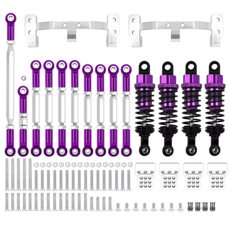 YONMFRDS RC Autoteile Für MN D90 Für MN99S Metall Für Chassis Verbindungsstange Zugstange Halterung Stoßdämpfersätze RC Auto Upgrades Teile Zubehör(Purple) von YONMFRDS