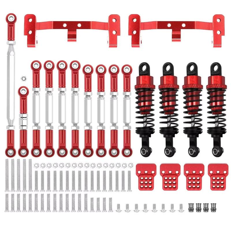 YONMFRDS RC Autoteile Für MN D90 Für MN99S Metall Für Chassis Verbindungsstange Zugstange Halterung Stoßdämpfersätze RC Auto Upgrades Teile Zubehör(Red) von YONMFRDS