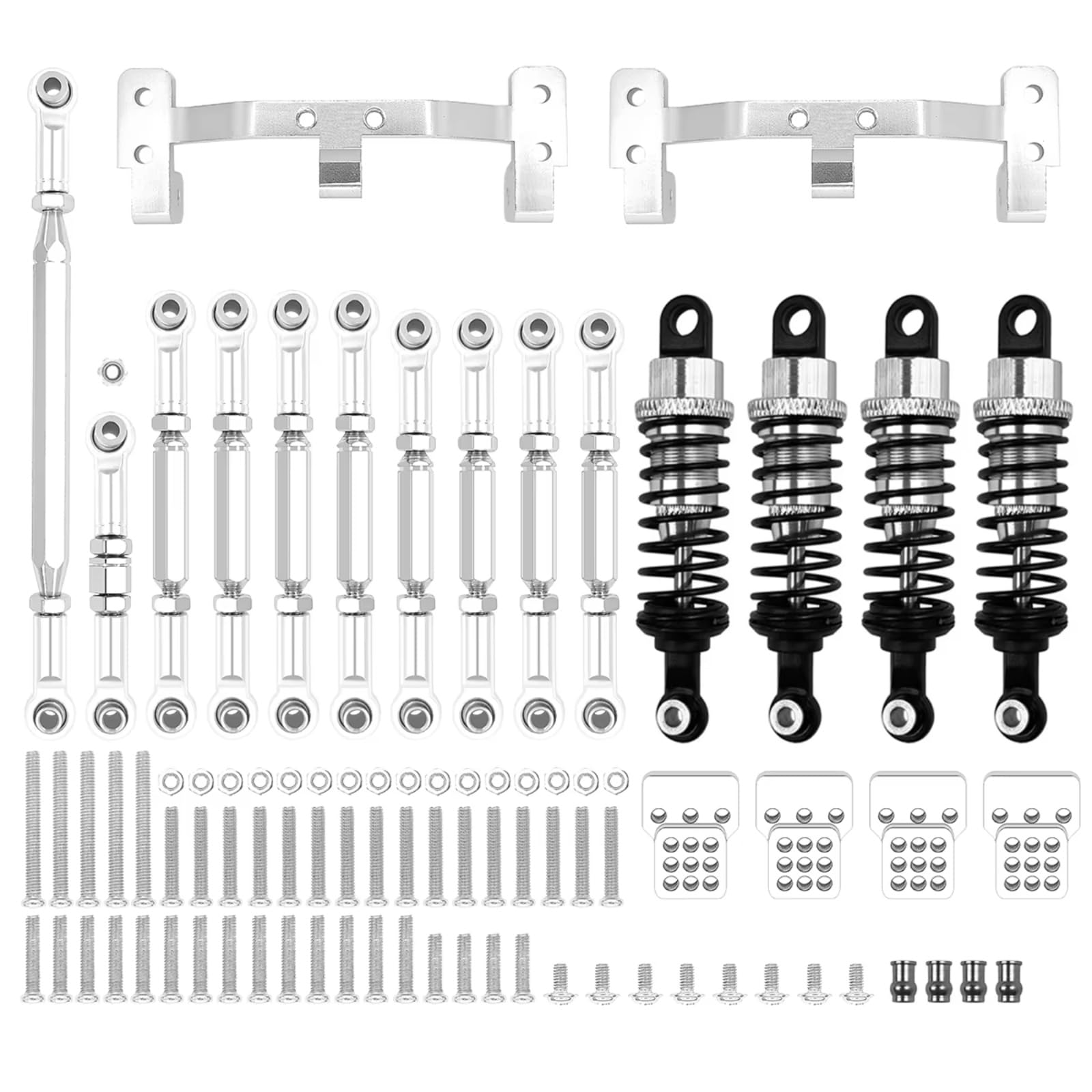 YONMFRDS RC Autoteile Für MN D90 Für MN99S Metall Für Chassis Verbindungsstange Zugstange Halterung Stoßdämpfersätze RC Auto Upgrades Teile Zubehör(Silver) von YONMFRDS