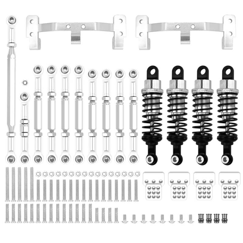 YONMFRDS RC Autoteile Für MN D90 Für MN99S Metall Für Chassis Verbindungsstange Zugstange Halterung Stoßdämpfersätze RC Auto Upgrades Teile Zubehör(Silver) von YONMFRDS