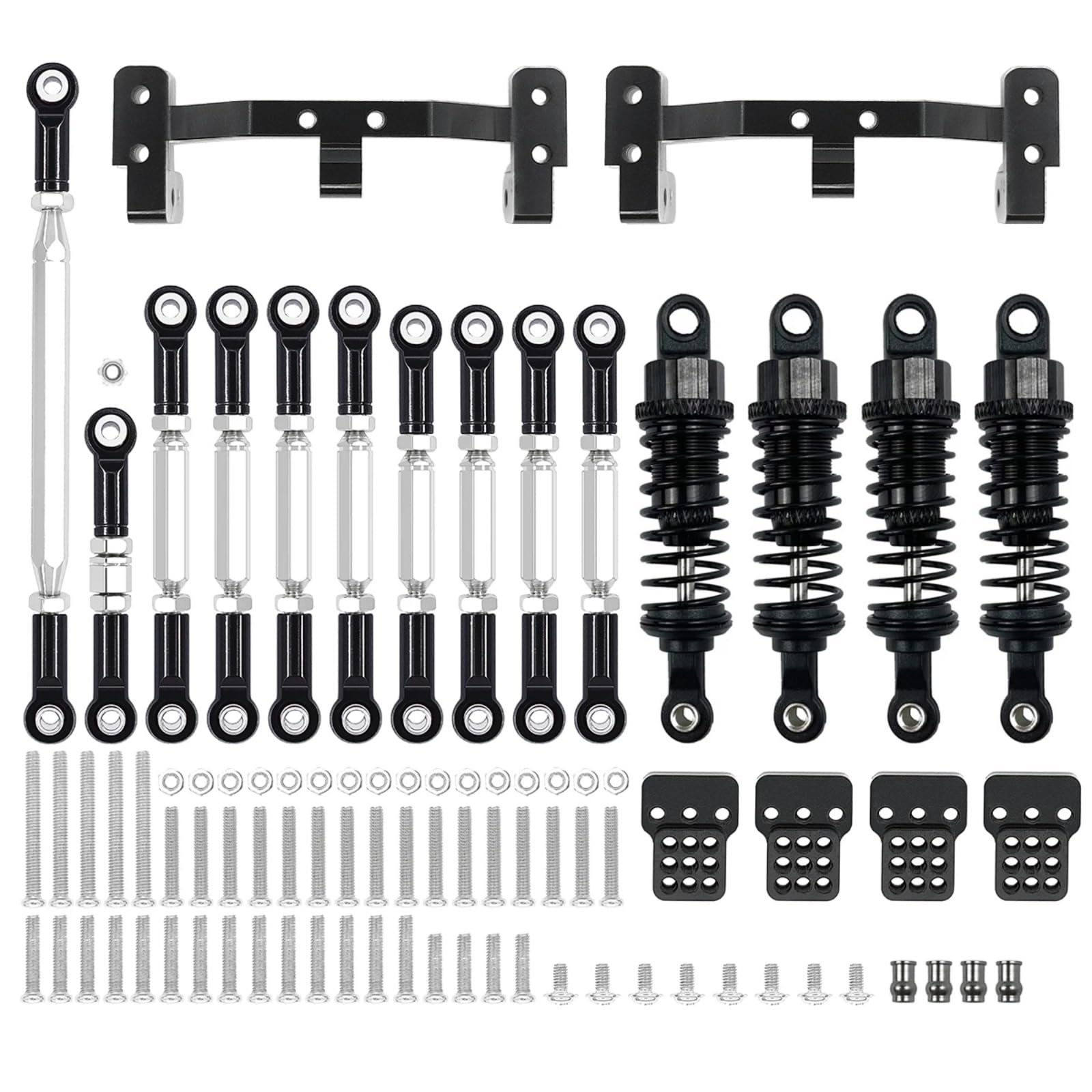 YONMFRDS RC Autoteile Für MN D90 MN91 MN96 Für MN98 Für MN99S 1/12 Metall Für Chassis Link Stange Zugstange Halterung Stoßdämpfer Sets RC Auto Upgrades Teile Zubehör(Black) von YONMFRDS