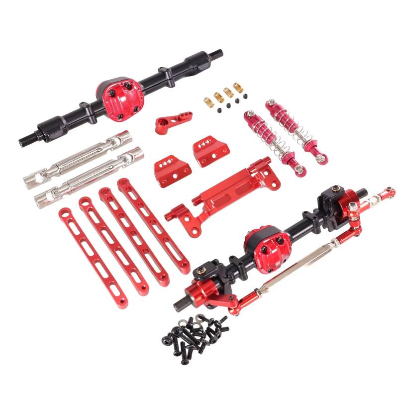 YONMFRDS RC Autoteile Für MN Für MN82 LC79 Für MN78 1/12 Modell RC Autoteile Metall-Upgrade Vorder- Und Hinterbausatz Fernbedienung Auto Ersatzteile(Black and Red) von YONMFRDS