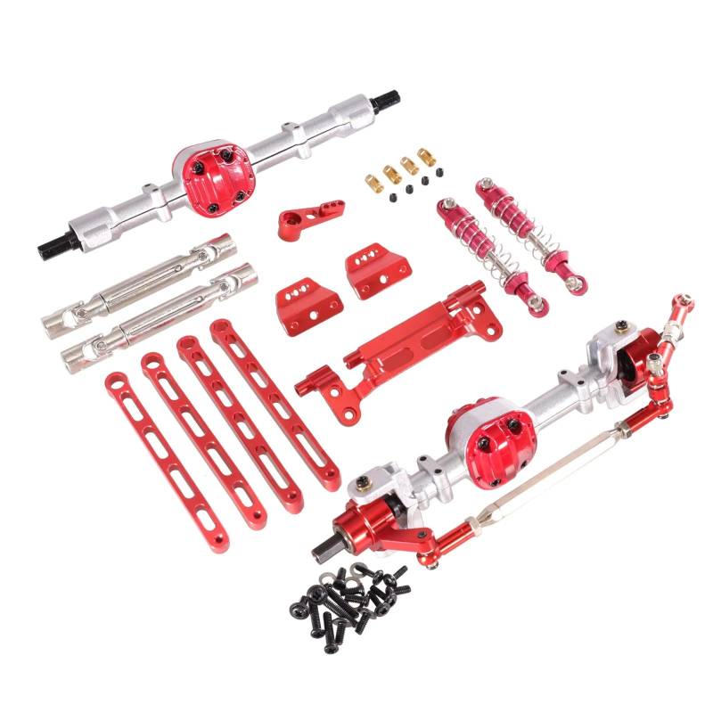 YONMFRDS RC Autoteile Für MN Für MN82 LC79 Für MN78 1/12 Modell RC Autoteile Metall-Upgrade Vorder- Und Hinterbausatz Fernbedienung Auto Ersatzteile(Silver and Red) von YONMFRDS