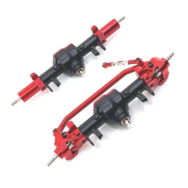 YONMFRDS RC Autoteile Für MN128 MN86 MN86S MN86K MN86KS 1/12 Metall Vordere Und Hintere Differential Achse Komplette Set RC Crawler Auto Upgrade Teile(Black Red,1 Set (2pcs)) von YONMFRDS