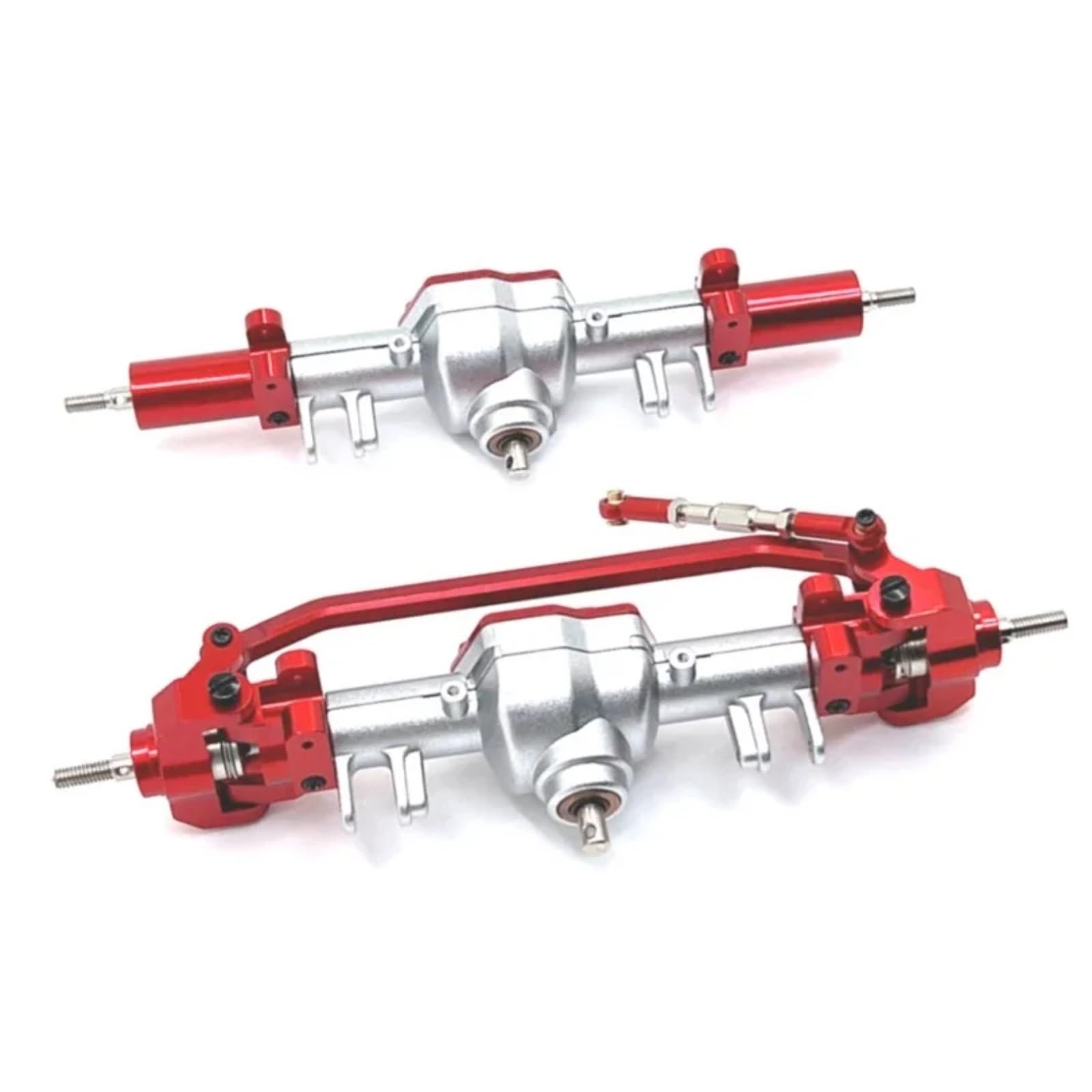 YONMFRDS RC Autoteile Für MN128 MN86 MN86S MN86K MN86KS 1/12 Metall Vordere Und Hintere Differential Achse Komplette Set RC Crawler Auto Upgrade Teile(Silver Red,1 Set (2pcs)) von YONMFRDS