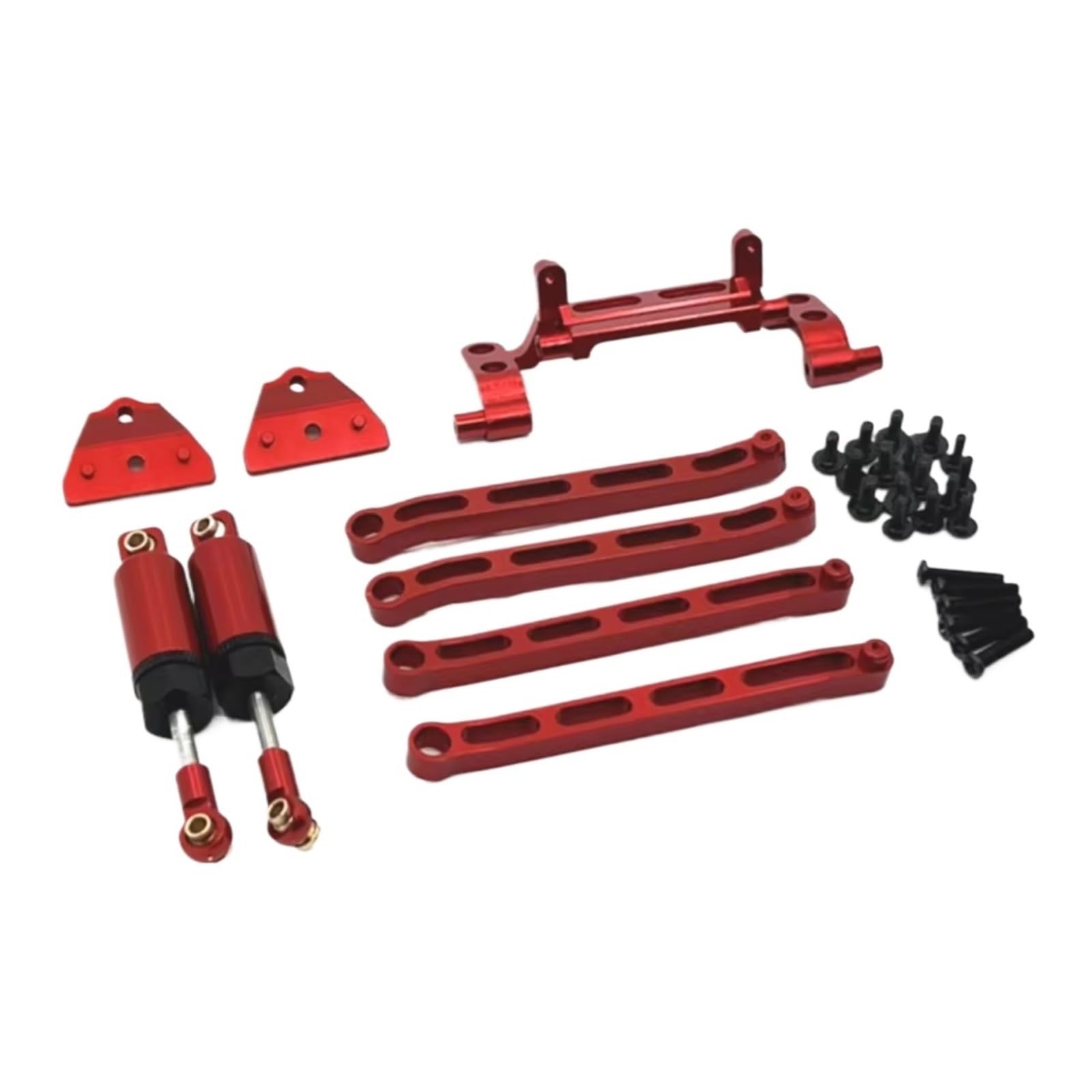 YONMFRDS RC Autoteile Für MN168 Für MN82 Für MN78 1/12 Metall Für Chassis Verbindungsstange Zugstange Servohalterung Ölstoßdämpfersatz RC Auto Upgrade Teile Zubehör(Red) von YONMFRDS