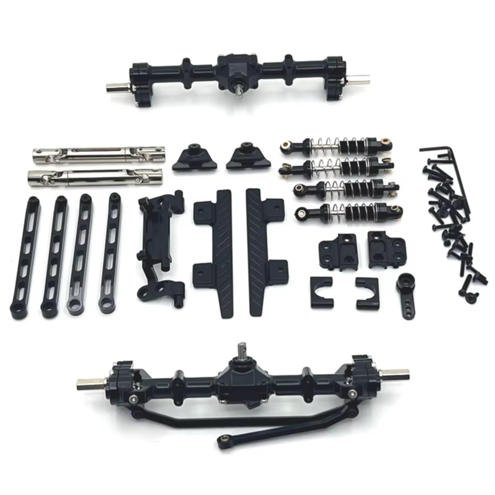 YONMFRDS RC Autoteile Für MN82 1/12 Portalachse Aus Metall Vorne Und Hinten Für Chassis Verbindungsstange Zugstangenhalterung Stoßdämpfer Seitenpedal RC-Auto-Upgrade-Teile(Black) von YONMFRDS