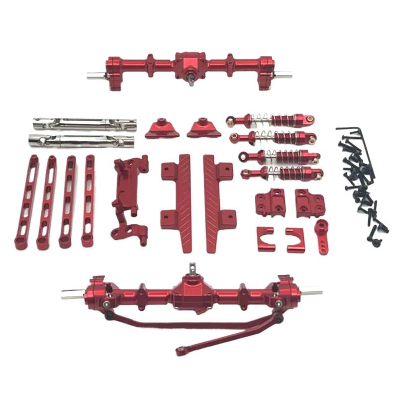 YONMFRDS RC Autoteile Für MN82 1/12 Portalachse Aus Metall Vorne Und Hinten Für Chassis Verbindungsstange Zugstangenhalterung Stoßdämpfer Seitenpedal RC-Auto-Upgrade-Teile(Red) von YONMFRDS