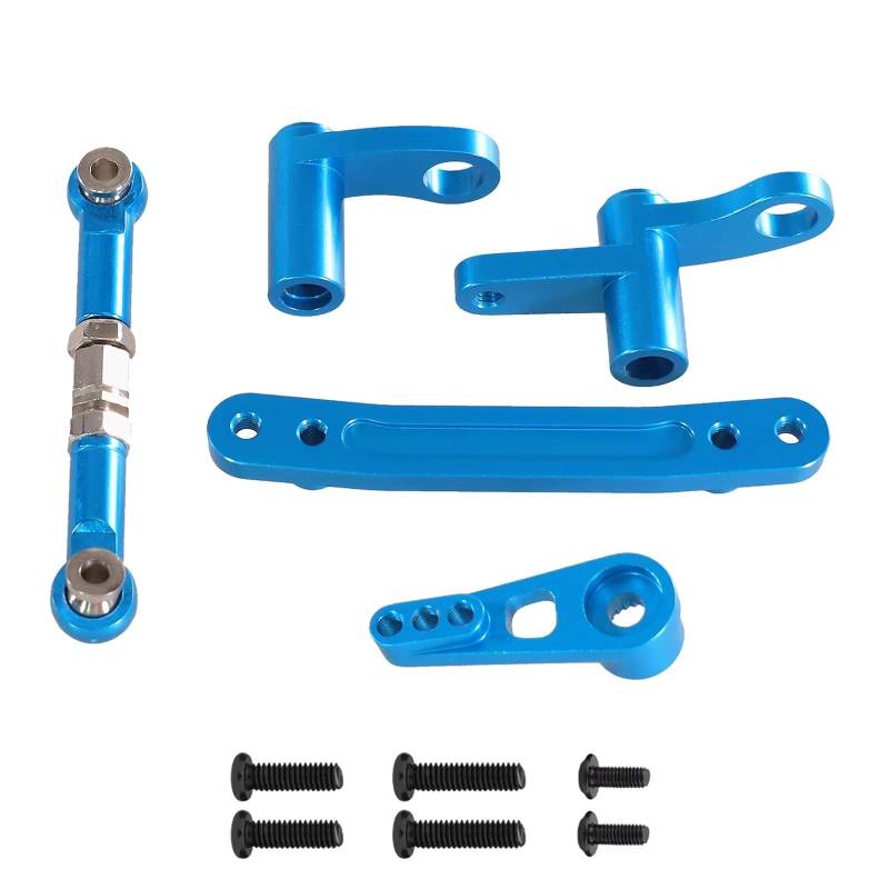 YONMFRDS RC Autoteile Für SCY 16101 16102 16103 16104 16106 16201 1/16 Fernbedienung Auto Teile Metall Verbesserte Lenkung Komponenten Lenkung Stange(Blue) von YONMFRDS