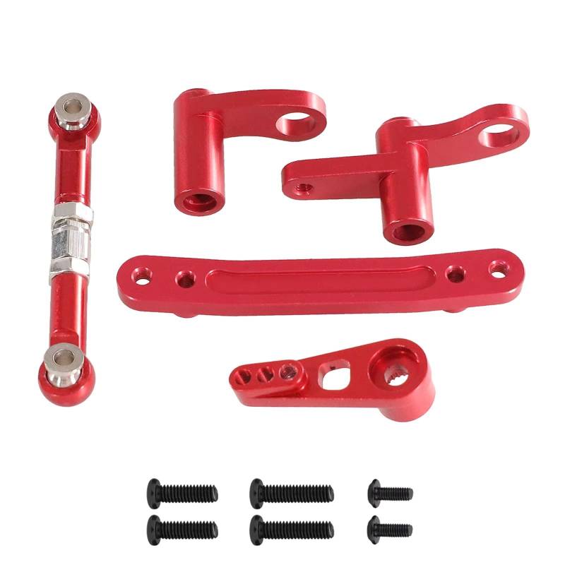 YONMFRDS RC Autoteile Für SCY 16101 16102 16103 16104 16106 16201 1/16 Fernbedienung Auto Teile Metall Verbesserte Lenkung Komponenten Lenkung Stange(Red) von YONMFRDS