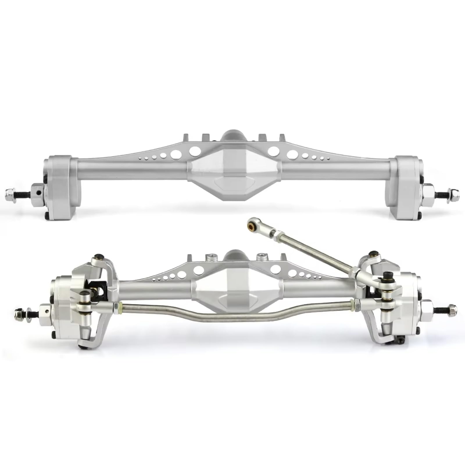 YONMFRDS RC Autoteile Für Scx10 III Für Axial Für Capra 1,9 Für Unlimited Für Trail Für UTB Für Currie Für F9 1/10 2 Stücke Aluminium Legierung Vordere Hinterachse(Silver) von YONMFRDS